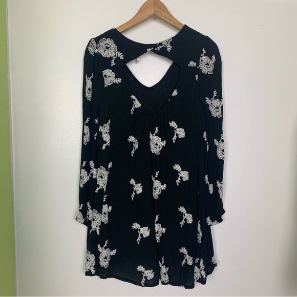 Free People Emma Dress Flare Crinkled Gauze Floral Keyhole Back - Picture 5 of 10